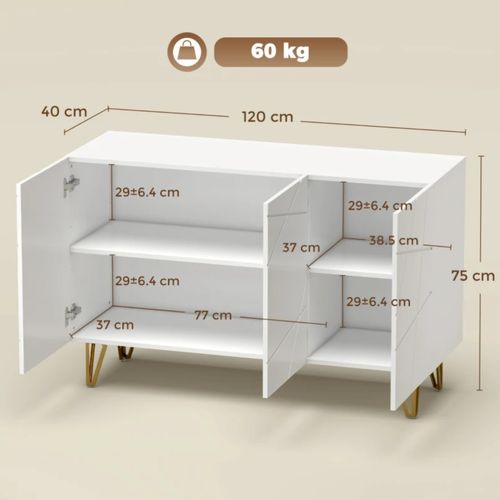 Large Storage Sideboard Cabinet Buffet Unit 4 Shelves 3 Doors High Gloss Modern — image 2