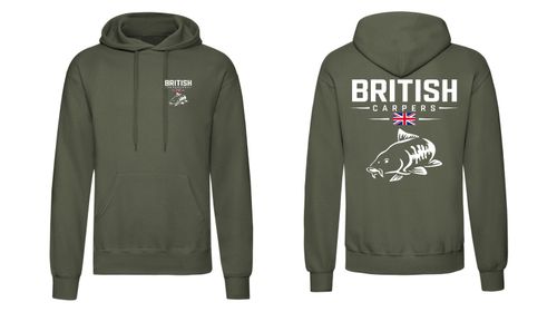 British Carpers Carp Fishing Hoodie Olive Green Angling Fishing Pullover Jumper — image 3