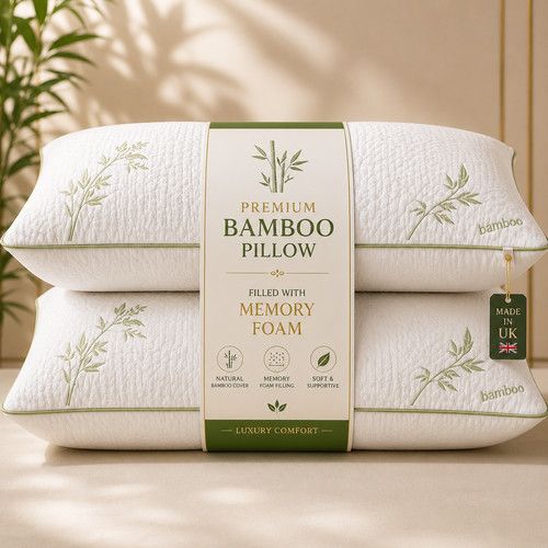 Bamboo Memory Foam Pillows Head Neck Back Support Pillow Antiallergy UK