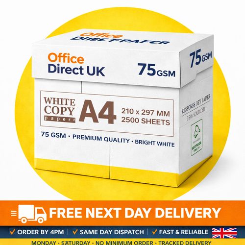 A4 COPIER PAPER PRINTER WHITE 5 REAMS OF 500 SHEETS PHOTOCOPY STATIONARY (2500) — image 1