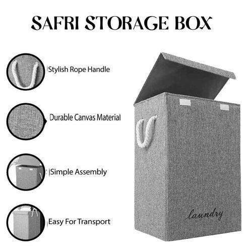 Laundry Basket Folding Bin Bag Hamper With Lid 72L Dirty Washing Clothes Storage — image 7