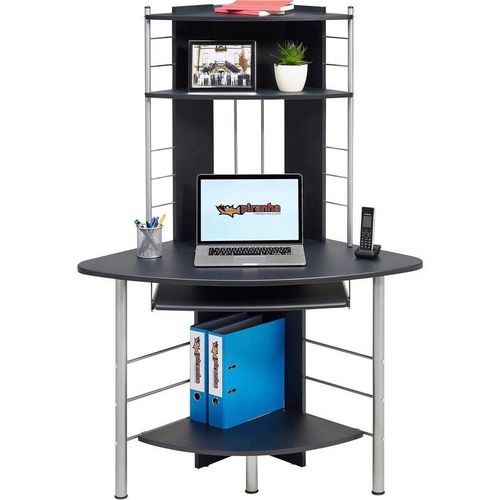 Compact Corner Computer Desk Workstation with Shelves for Home Office PC8g Black — image 6