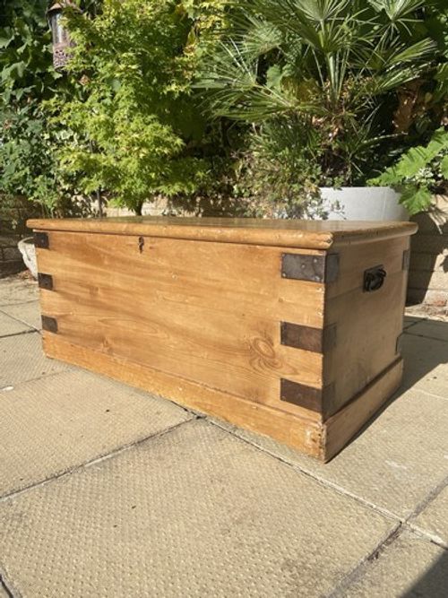 Antique Victorian Pine Blanket Box | Toy Storage Trunk Chest DELIVERY 