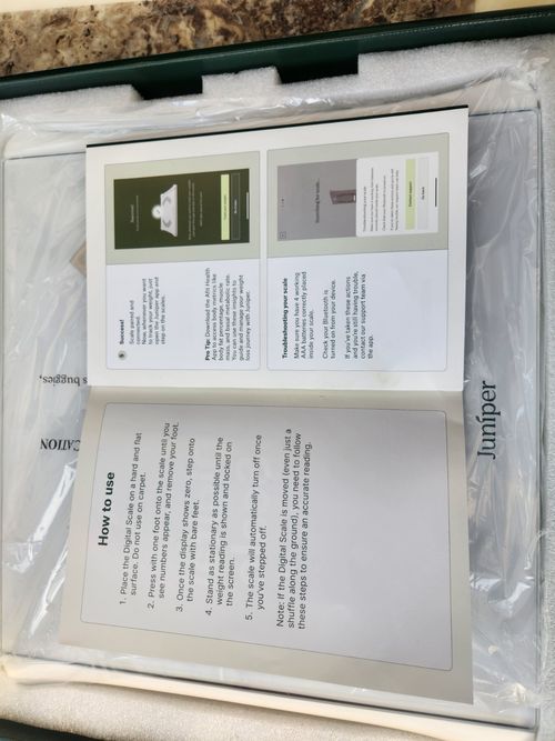 Juniper Digital Bathroom Scale White Square Tempered Glass LED Display — image 3