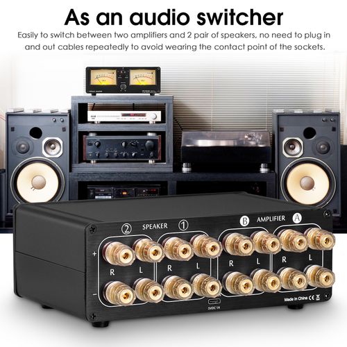 Dual Analog VU Meter 2-way Amplifier/Speaker Audio Switcher Box w/Remote Control — image 5