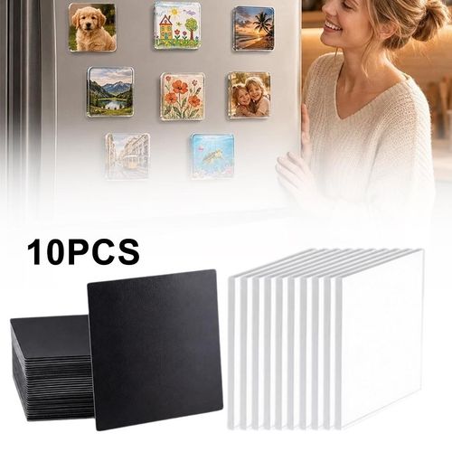 10PCS DIY Fridge Magnet Craft Set, Clear Acrylic Fridge Magnets Making Kit — image 1