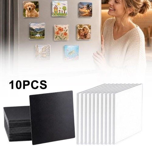 10PCS DIY Fridge Magnet Craft Set, Clear Acrylic Fridge Magnets Making Kit