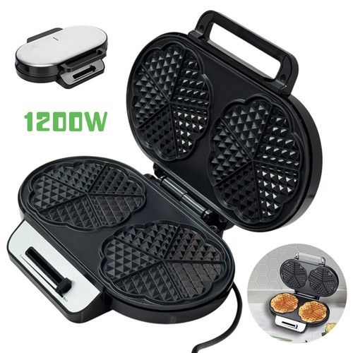 1200W Heart Shape Waffle Maker Machine Electric Non-Stick Cook Plate Iron Press