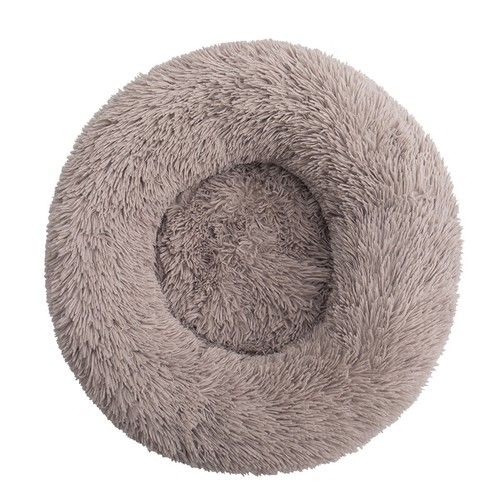 Round Fluffy Pet Bed Zip Removable Washable Cover Dog Cat Puppy Plush Cushion