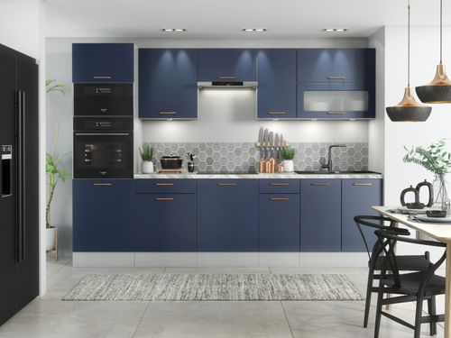 Kitchen Cabinet Pull Out Storage Basket 200mm Navy Blue Door Base Cupboard Nora — image 3