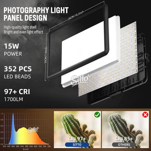 2×12” Photography 352 LED Video Lighting Kit Photo Light Panel Studio 2700-6500K — image 11