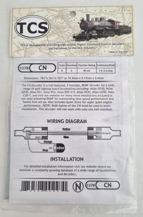 New TCS DCC Decoder CN - Mobile Decoder for Kato and Atlas Locos