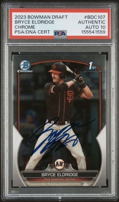Bryce Eldridge 2023 Bowman Draft Chrome BDC 107 Auto PSA 10 Rookie RC
