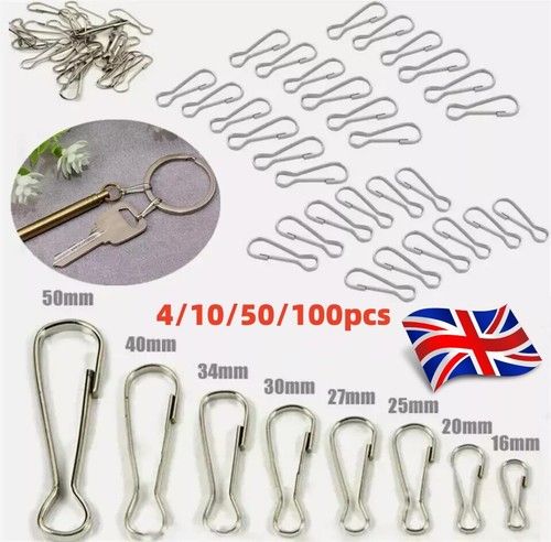 20/100pcs Metal Lanyard Snap Spring Clips Hooks Clasp for Pet Hammock Keyring