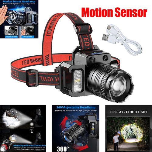 Most Powerful 99000000LM LED Zoomable Headlamp Rechargeable Head Torch Headlight