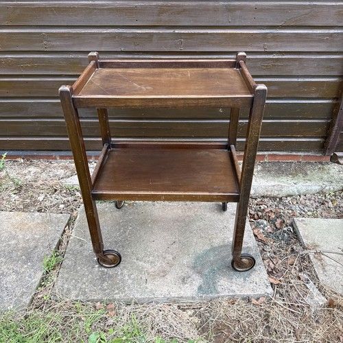 vintage mid century 2 tier tea drinks / hostess trolley cart
