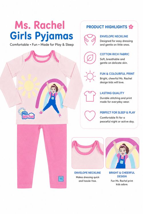 Ms Rachel Girls Pyjamas Toddler Miss Racheal PJs Nightwear 9 Months to 3 Years — image 2