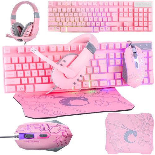 4in1 Orzly PC Gaming Pack RGB Keyboard Mouse Headset & Mouse Pad Gamer Bundle UK