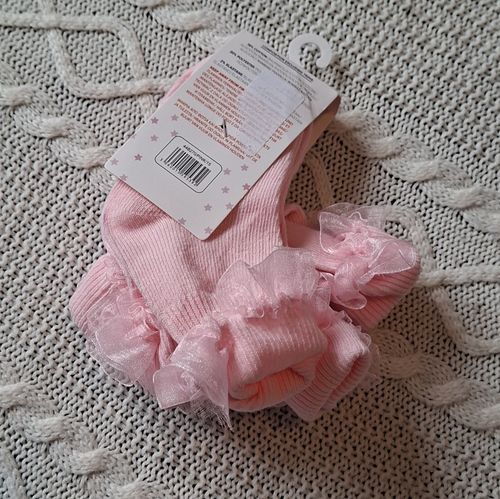 Tick Tock Baby Girls Pink Ribbed Lace Ankle Socks 3 Pairs 12-18 Months — image 2