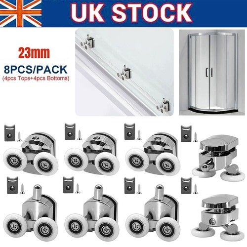 8x Shower Door Rollers Wheels Runners For Curved Door Top & Bottom Replacement