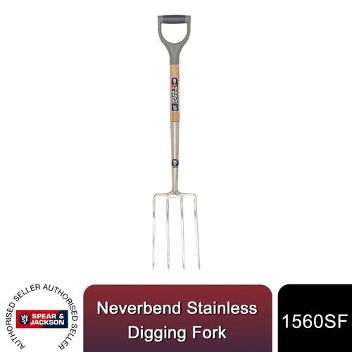 Spear & Jackson 1560SF Neverbend Stainless Digging Fork - Heavy Duty Garden Tool