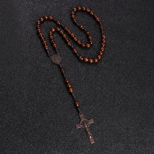 Wooden Rosary Cross Handmade Beads Catholic Christian Antique Chrismtas Gift UK