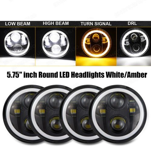 4PCS 5.75"Inch 5 3/4" Round LED Headlights Hi-Lo Beam DRL Kit For Ford Mustang