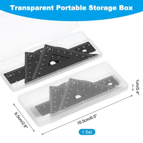 Triangle Ruler Protractor Square and Ruler Set, 4 Pcs(Black, 15cm/6") — image 2
