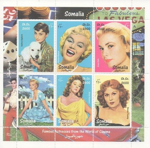 Marilyn Monroe Audrey Hepburn Grace Kelly Susan Hayward MNH stamp sheet