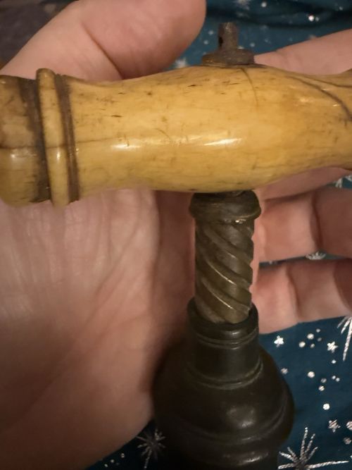 Georgian Thomason Patented Crested Brass & Bovine Bone Corkscrew C 1802 — image 10
