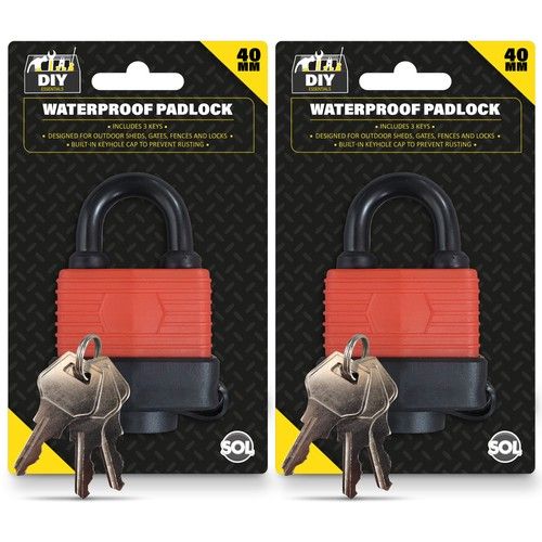 Heavy Duty Weatherproof Padlock 40mm Outdoor Security Iron Lock Shed Safety 3Key