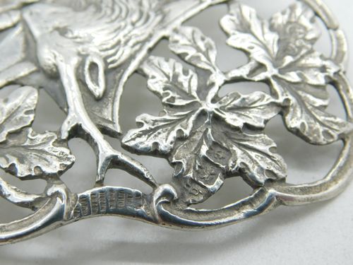 Edwardian Sterling Silver Stag & Oak Leaf Nurses Buckle Antique 1907 Birmingham — image 5