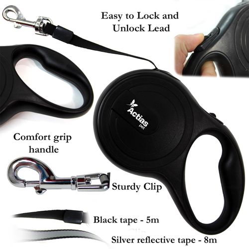 Retractable Dog Lead Training Pet Leash 5m or 8m Max 50kgs Extendable Soft Grip — image 2