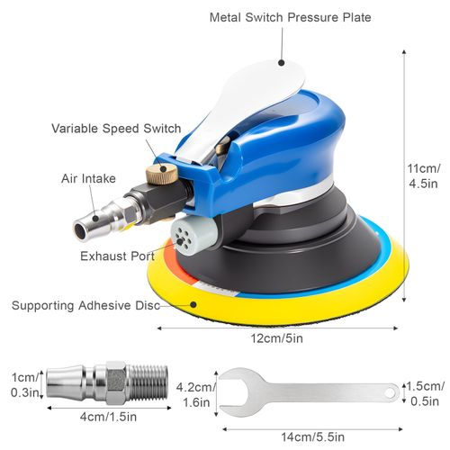 6" Air Random Orbital Sander 150mm Dual Action Pneumatic Air Powered Palm Sander — image 3