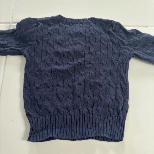 Polo by Ralph Lauren blue cable knit boys cotton jumper crew neck 4/4T — image 2