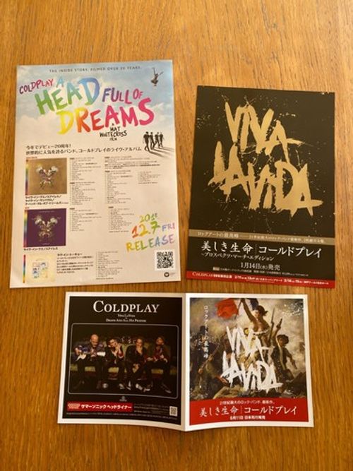 COLDPLAY Japan mini-poster x2 VIVA la VIDA / A HEAD FULL of DREAMS Chris Martin