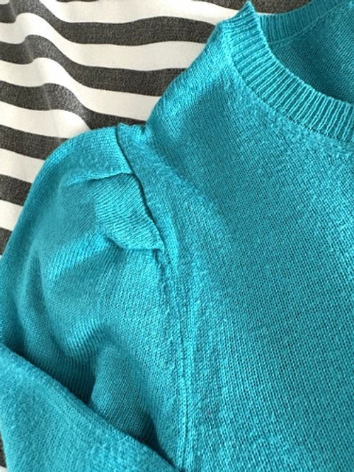 NEXT Turquoise Knit Crew Neck Pullover Jumper Ribbed Trim Long Sleeve Womens S
