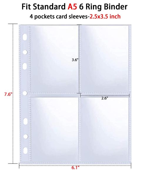 30 Pack 240 Pockets 2.5x3.5” Photocard Sleeves for 6 Ring A5 Binder, Ultra-Clear — image 4