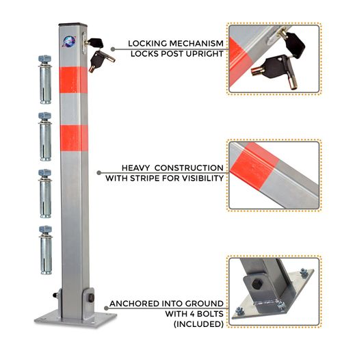 2x Folding Locking Parking Post Barrier Security Driveway Car Park Drive UK — image 3