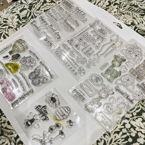 Clear Photopolymer Stamp Set Mixed Sentiments Numbers Flowers Animals Occasions
