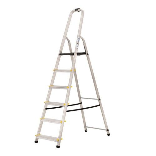 BiGDUG Aluminium Step Ladder - Non-Slip Surface Hand Rails - 3-8 Tread Step