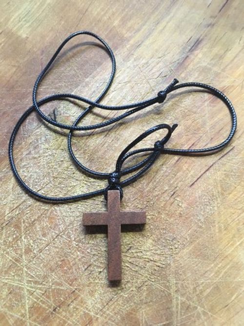 Blessed simple Cross with string cord - handmade