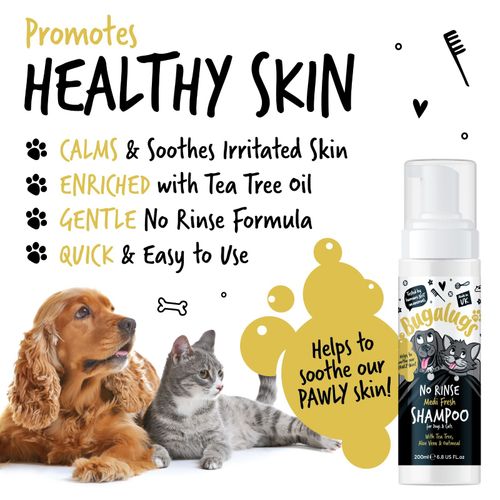 No Rinse Dog Shampoo Quick Dry Foam Dispenser All Breeds 200ml Bugalugs Pet Care — image 2