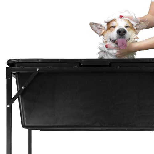 Dog Bath 90L on Foldable Stand with Drain Plug & 5m Pet Shower Hose Grooming Kit — image 8