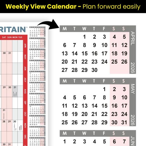 FISCAL 2026 - 2027 A1 Size Full Year Wall Planner Calendar Home Office Work A1 — image 7