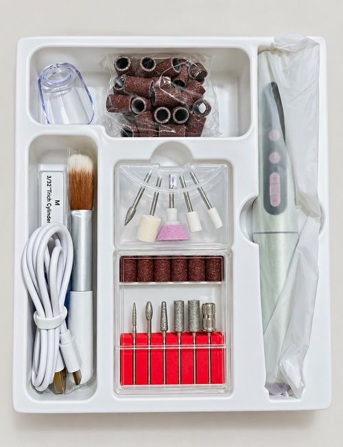 Denabuty Cordless Rechargeable Nail File & Drill Kit Bits Bands Brush Green — image 1