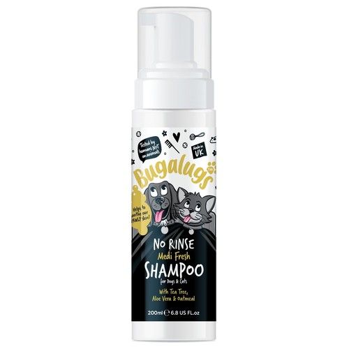 No Rinse Dog Shampoo Quick Dry Foam Dispenser All Breeds 200ml Bugalugs Pet Care