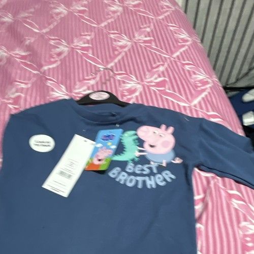 Boys Blue Peppa Pig Best Brother Graphic Long Sleeve T-Shirt 12-18 Months