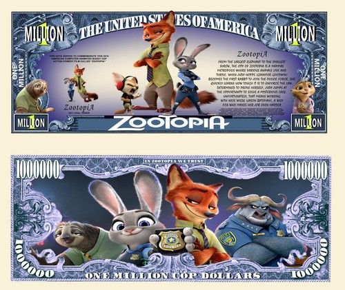 Zootopia Ticket Million Dollar! Disney Classic Zootopia Sloth Cartoon