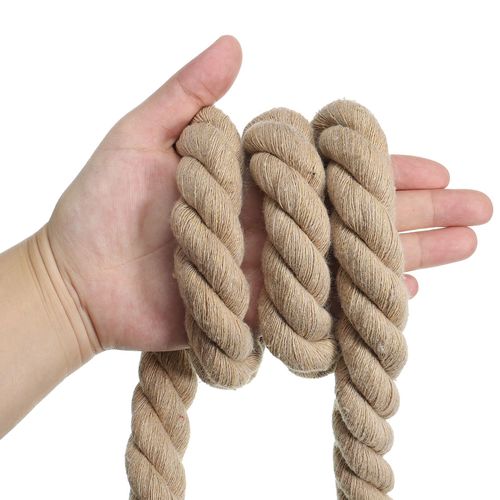 10 Ft Tug of War Rope Gaming 3-Strand Natural Twisted Cotton Rope w Flag Khaki — image 4